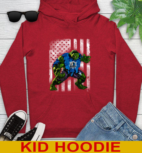 Dallas Mavericks Hulk Marvel Avengers NBA Basketball American Flag Youth Hoodie 11