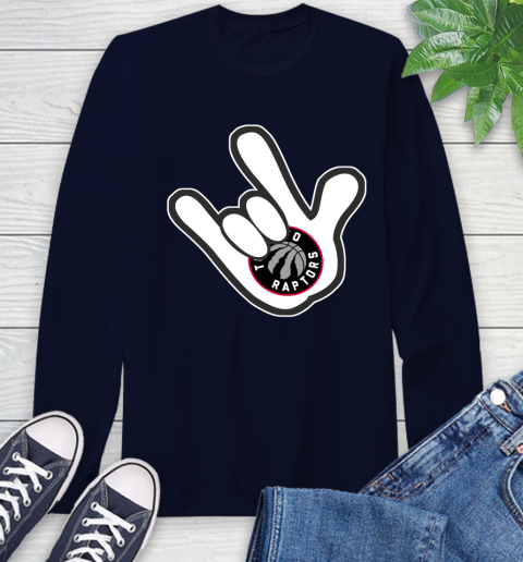 Toronto Raptors NBA Basketball Mickey Rock Hand Disney Long Sleeve T-Shirt 4
