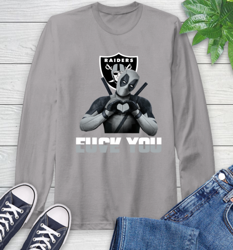 NHL Oakland Raiders Deadpool Love You Fuck You Football Sports Long Sleeve T-Shirt 6