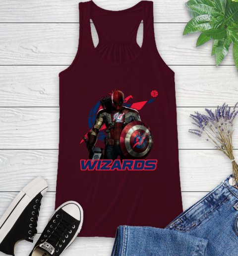 Washington Wizards NBA Basketball Captain America Thor Spider Man Hawkeye Avengers Racerback Tank 3