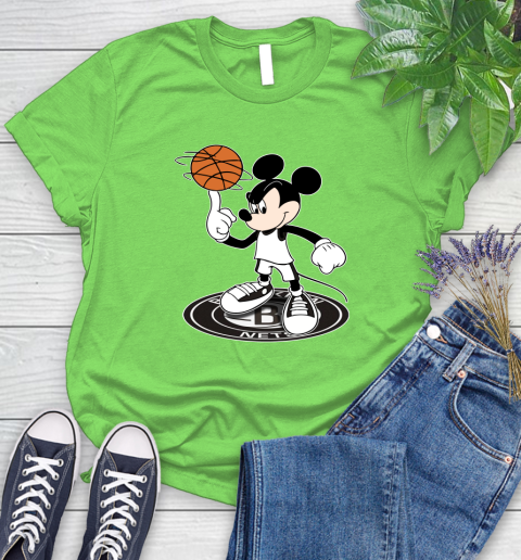NBA Basketball Brooklyn Nets Cheerful Mickey Disney Shirt Women's T-Shirt 10