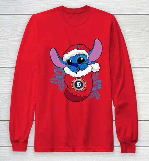 Detroit Tigers Christmas Stitch In The Sock Funny Disney MLB Long Sleeve T-Shirt 10