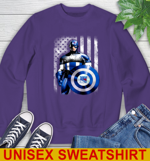 New York Rangers NHL Hockey Captain America Marvel Avengers American Flag Shirt Sweatshirt 4