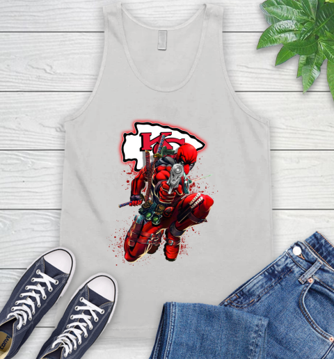 NFL Deadpool Marvel Comics Sports Football Kansas City Chiefs Tank Top