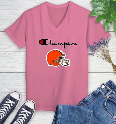 NFL Football Cleveland Browns Champion Shirt Women's V-Neck T-Shirt 9