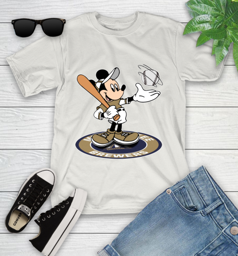 MLB Baseball Milwaukee Brewers Cheerful Mickey Disney Shirt Youth T-Shirt 12