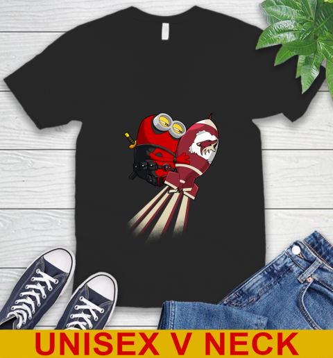 NHL Hockey Arizona Coyotes Deadpool Minion Marvel Shirt V-Neck T-Shirt