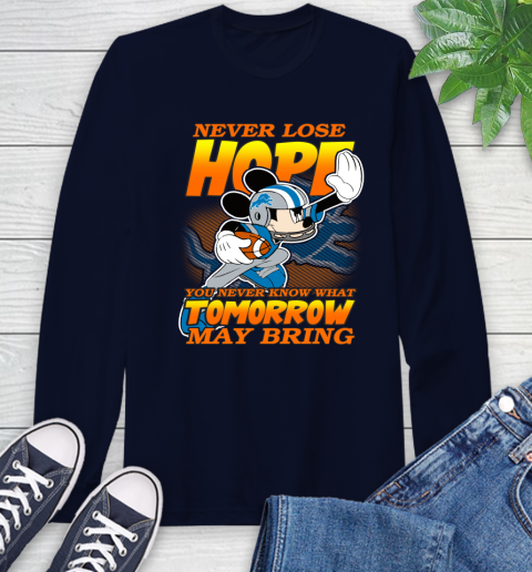 Detroit Lions NFL Football Mickey Disney Never Lose Hope Long Sleeve T-Shirt 3