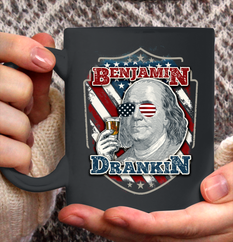 Beer Lover Funny Shirt Benjamin Drankin  Funny and Patriotic 4th of July Independence Day Ceramic Mug 11oz
