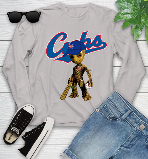MLB Chicago Cubs Groot Guardians Of The Galaxy Baseball Youth Long Sleeve 12