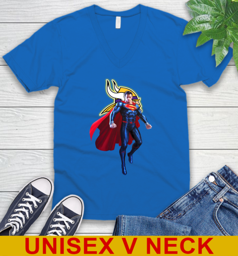 NFL Superman DC Sports Football Minnesota Vikings V-Neck T-Shirt 6