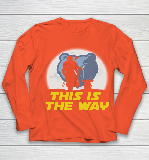 Memphis Grizzlies NBA Basketball Star Wars Yoda And Mandalorian This Is The Way Youth Long Sleeve 3