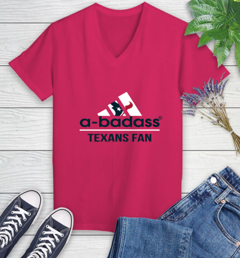 NFL A Badass Houston Texans Fan Adidas Football Sports Women's V-Neck T-Shirt 9
