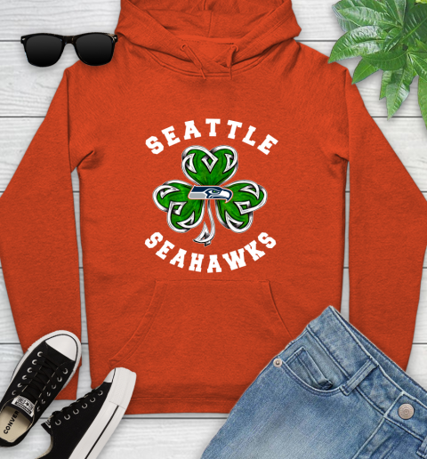 NFL Seattle Seahawks Three Leaf Clover St Patrick's Day Football Sports Youth Hoodie 4