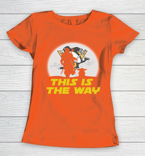 Pittsburgh Penguins NHL Ice Hockey Star Wars Yoda And Mandalorian This Is The Way Women's T-Shirt 3