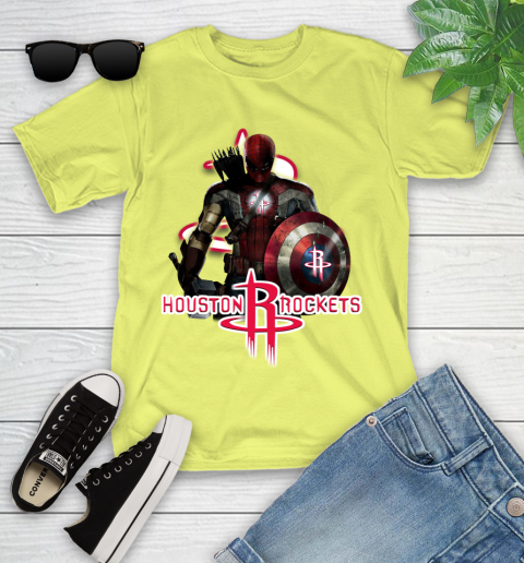Houston Rockets NBA Basketball Captain America Thor Spider Man Hawkeye Avengers Youth T-Shirt 8