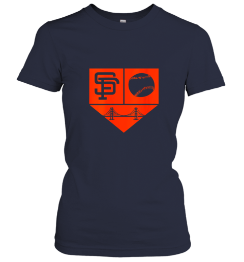 krx9 womens san francisco baseball home plate vintage sf the city gift ladies t shirt 20 front navy