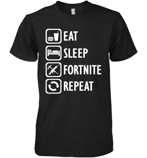 ufvj eat sleep fortnite repeat for gamer fortnite battle royale shirts premium guys tee 5 front black