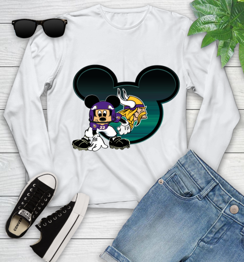NFL Minnesota Vikings Mickey Mouse Disney Football T Shirt Youth Long Sleeve