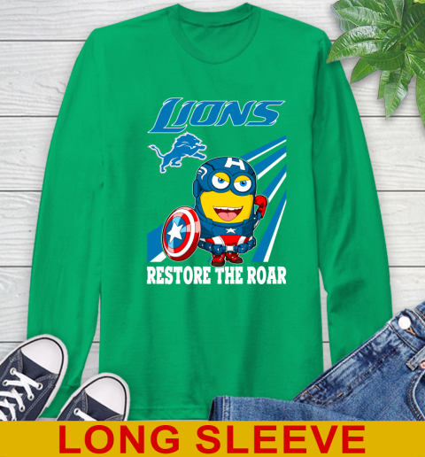 NFL Football Detroit Lions Captain America Marvel Avengers Minion Shirt Long Sleeve T-Shirt 8