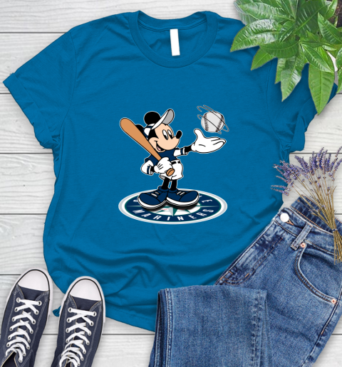 MLB Baseball Seattle Mariners Cheerful Mickey Disney Shirt Women's T-Shirt 8