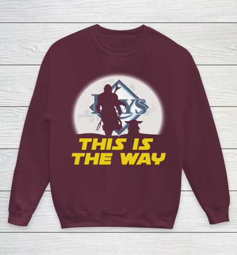 Tampa Bay Rays MLB Baseball Star Wars Yoda And Mandalorian This Is The Way Youth Sweatshirt 4