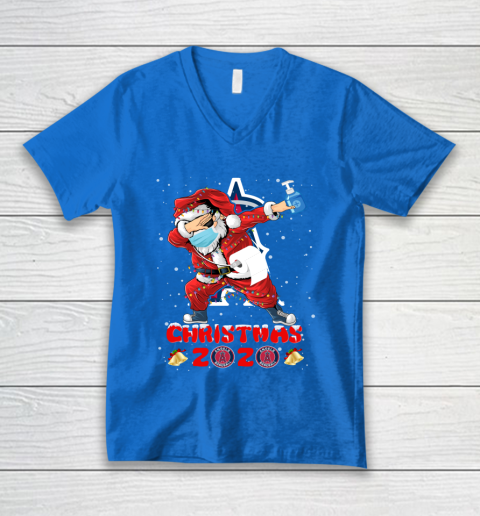 Los Angeles Angels Funny Santa Claus Dabbing Christmas 2020 MLB V-Neck T-Shirt 5