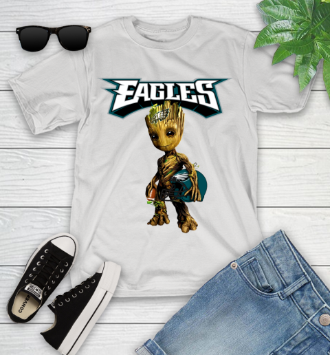 Philadelphia Eagles NFL Football Groot Marvel Guardians Of The Galaxy Youth T-Shirt