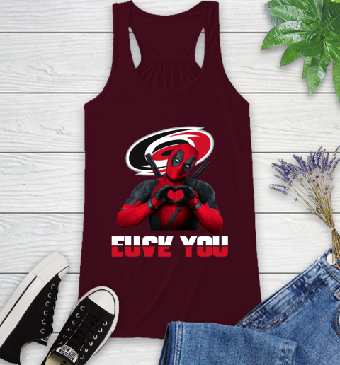 NHL Carolina Hurricanes Deadpool Love You Fuck You Hockey Sports Racerback Tank 2