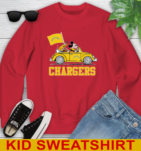 NFL Football Los Angeles Chargers Pluto Mickey Driving Disney Shirt Youth Sweatshirt 8