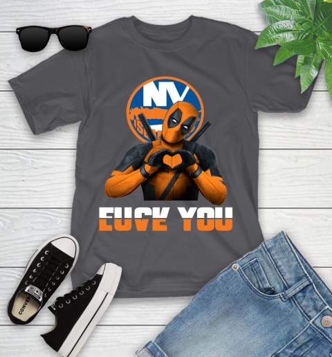 NHL New York Islanders Deadpool Love You Fuck You Hockey Sports Youth T-Shirt 6