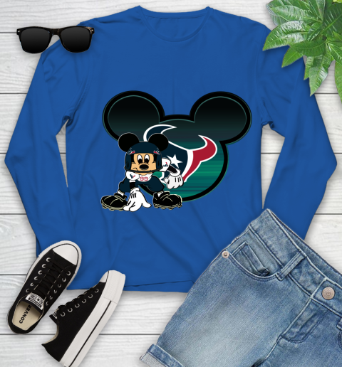 NFL Houston Texans Mickey Mouse Disney Football T Shirt Youth Long Sleeve 9