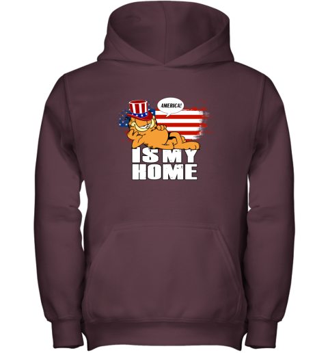 America Is My Home Garfield Independence Day 4th Of July Youth Hoodie