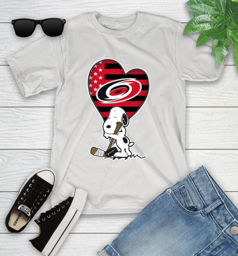 Carolina Hurricanes NHL Hockey The Peanuts Movie Adorable Snoopy Youth T-Shirt