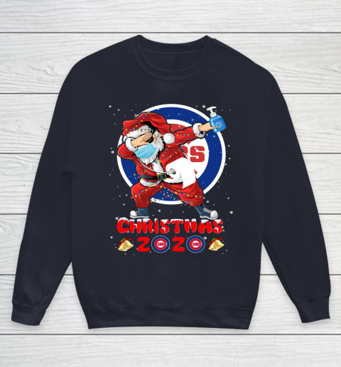 Chicago Cubs Funny Santa Claus Dabbing Christmas 2020 MLB Youth Sweatshirt 2