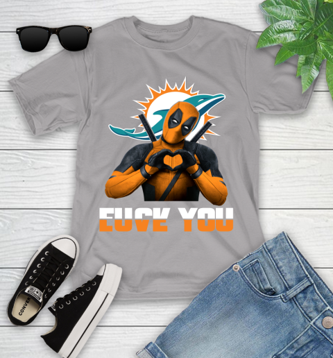 NHL Miami Dolphins Deadpool Love You Fuck You Football Sports Youth T-Shirt 4