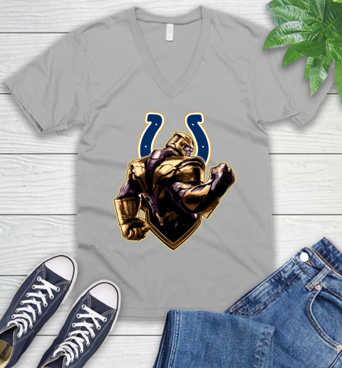 NFL Thanos Avengers Endgame Football Sports Indianapolis Colts V-Neck T-Shirt 4