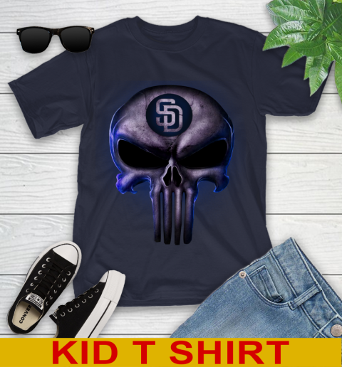 San Diego Padres MLB Baseball Punisher Skull Sports Youth T-Shirt 2