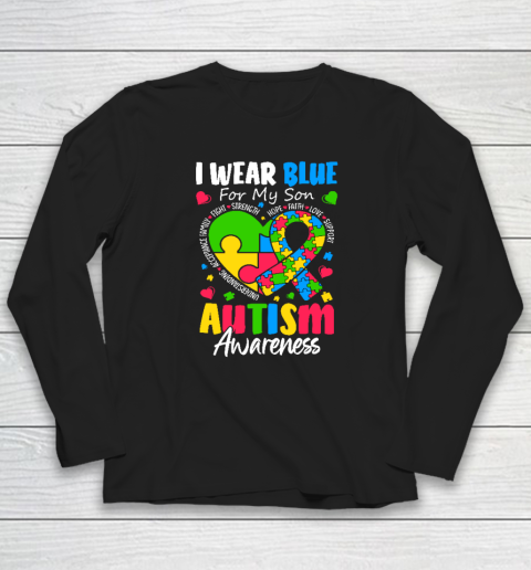 I Wear Blue For My Son Autism Awareness Long Sleeve T-Shirt