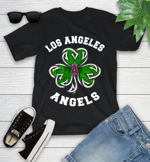 MLB Los Angeles Angels Three Leaf Clover St Patrick's Day Baseball Sports Youth T-Shirt
