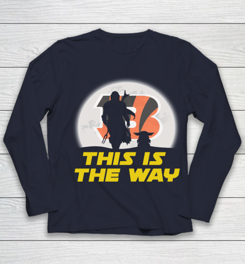 Cincinnati Bengals NFL Football Star Wars Yoda And Mandalorian This Is The Way Youth Long Sleeve 2