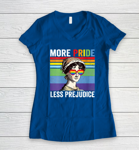 More Pride Less Prejudice Pride Month Funny Women's V-Neck T-Shirt 6