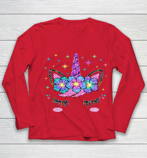 Unicorn Costume Rainbow Face Girls Youth Long Sleeve 7