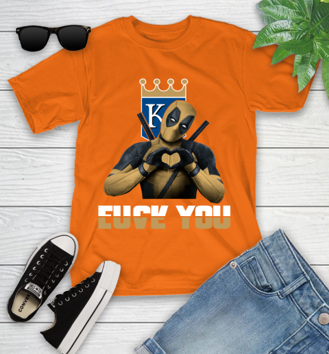MLB Kansas City Royals Deadpool Love You Fuck You Baseball Sports Youth T-Shirt 24