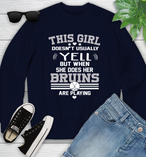 Boston Bruins NHL Hockey I Yell When My Team Is Playing Youth Sweatshirt 2