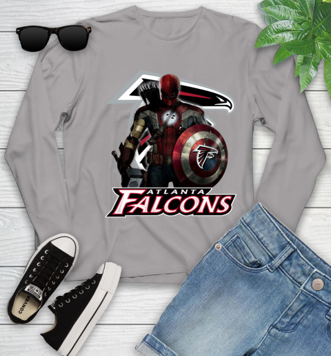NFL Captain America Thor Spider Man Hawkeye Avengers Endgame Football Atlanta Falcons Youth Long Sleeve 5