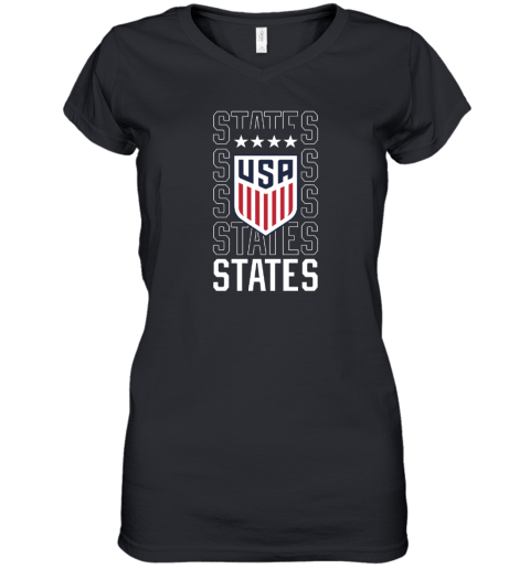 USWNT Store States States States States States Usa Women's V-Neck T-Shirt