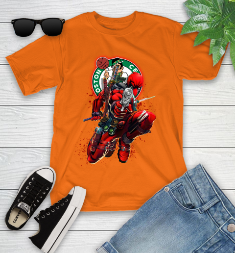 NBA Deadpool Marvel Comics Sports Basketball Boston Celtics Youth T-Shirt 7