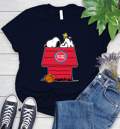 Detroit Pistons NBA Basketball Snoopy Woodstock The Peanuts Movie Women's T-Shirt 3