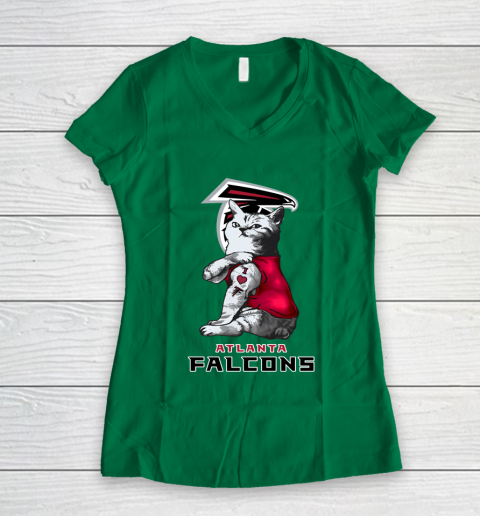 NFL Football My Cat Loves Atlanta Falcons Women's V-Neck T-Shirt 3